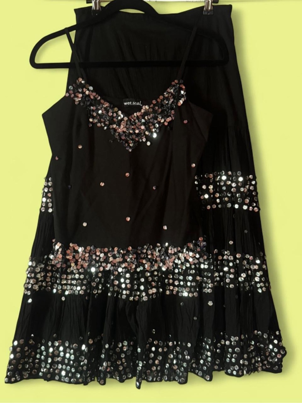 🖤 Y2K sequin wet seal top & skirt set 🖤